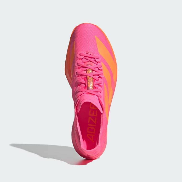 Маратонки Adidas Adizero Adios Pro 4 яркорозови с оранжево, изглед към горната част